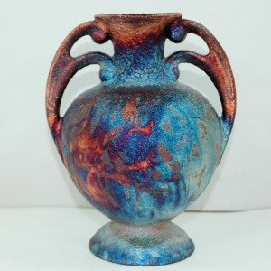 Raku 2 Handled Vase